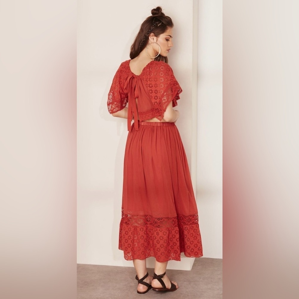 New! Free People Darling Eyelet Lace Slit Skirt Only in Burn Notice ❤️ XS - Picture 10 of 15